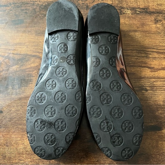 Tory Burch Black Patent Leather Reva Ballet Flats Size 9.5 Slip On - Picture 8 of 10